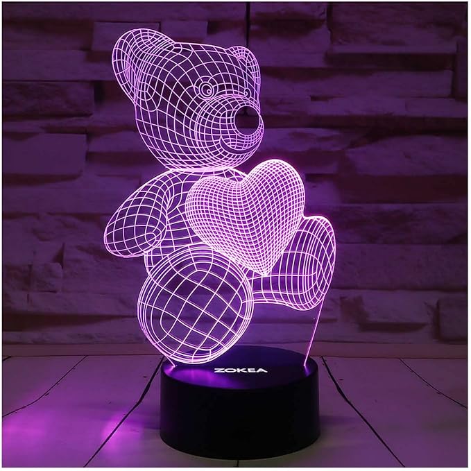 Night Light 3D lamp 7 Colors Changing Nightlight with Smart Touch & Remote Control 3D Night Light for Kids or as Gifts for Women Kids Girls Boys (Teddy Bear) - LeafyLoom