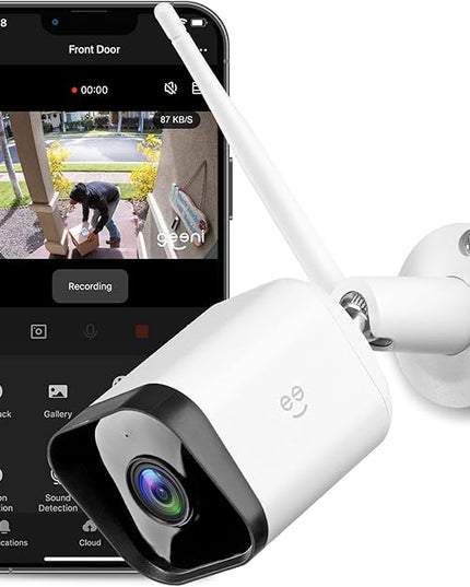 Geeni Hawk 3 Outdoor Security Camera, 1080p HD, Weatherproof, Motion Detection, Night Vision, Two-Way Audio, Alexa/Google Compatible Geeni
