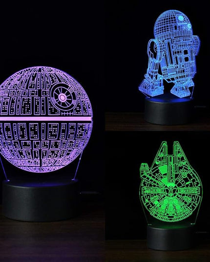 3D Illusion LED Night Light,16 Colors Gradual Changing Touch Switch USB Table Lamp for Holiday Gifts or Home Decorations（3Pattern） - LeafyLoom
