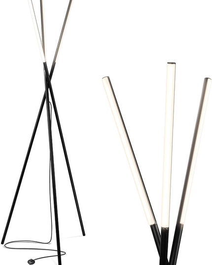 Brightech Stix Floor Lamp, Tall Tree Lamp for Offices, LED Tripod Lamp for Living Rooms, Great Living Room Décor, Dimmable Standing Lamp with 3 Lights for Bedroom Reading - Black - LeafyLoom