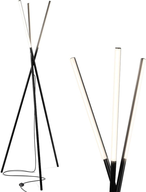 Brightech Stix Floor Lamp, Tall Tree Lamp for Offices, LED Tripod Lamp for Living Rooms, Great Living Room Décor, Dimmable Standing Lamp with 3 Lights for Bedroom Reading - Black - LeafyLoom