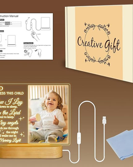 Attivolife Light up Picture Frame for Baby, Acrylic Photo Frame 3.5x5'' with LED Warm Night Light Desktop Decor Keepsake, Creative Gifts for Darling Birthday Newborn Birth Nursery Party Anniversary - LeafyLoom