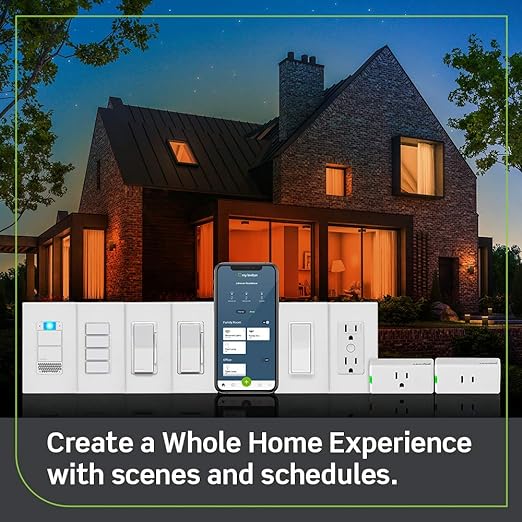 Leviton Decora Smart Dimmer Plug, Wi-Fi 2nd Gen, Works with Matter, My Leviton, Alexa, Google Assistant, Apple Home/Siri & Wire-Free Anywhere Companions for Switched Outlet, D23LP-2RW, White Leviton