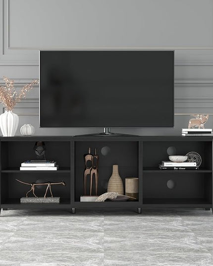 70Inch TV Stand Base, Entertainment Center Cabinet Media Console for Living Room, Bedroom, Black-1 - LeafyLoom