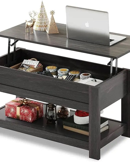WLIVE Coffee Table, 39" Lift Top Coffee Table with Hidden Compartment and Storage Shelf for Living Room, Espresso - LeafyLoom