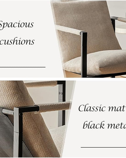 Wimarsbon Modern Accent Chair, Mid Century Sitting Chair with Sponge Cushion, Comfy and Sturdy Lounge Chair with Metal Leg for Bedroom, Living Room, Office,Easy Assembly (Linen-Beige) - LeafyLoom