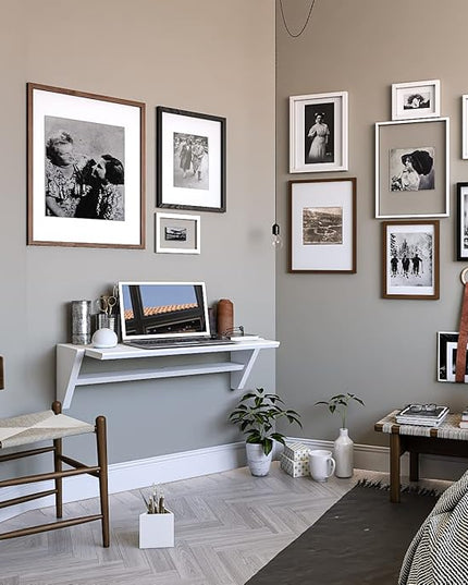 Reversible Wall Desk, White Floating Desk with Wall Mounted Shelf for Computer, Home, Office, Bedroom, Living, Kitchen and Study - L - LeafyLoom