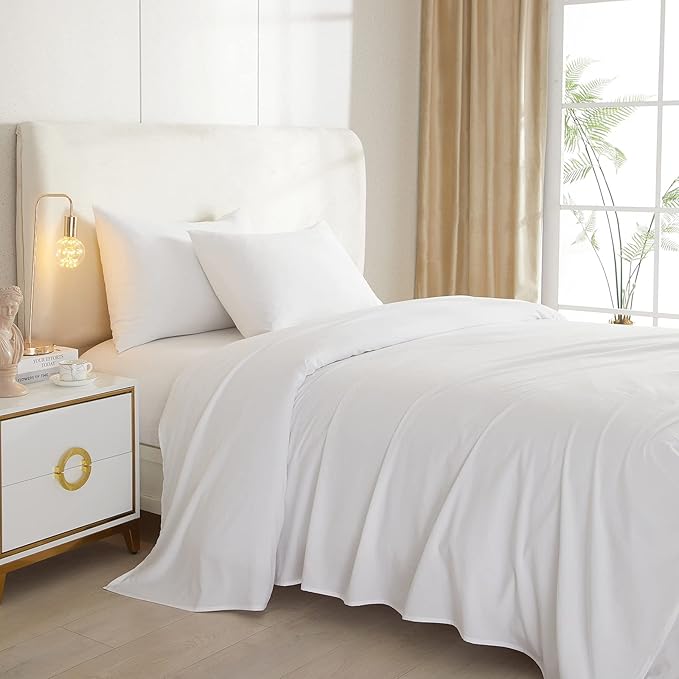 HighBuy Luxury Soft King Size Sheet Set - Breathable & Cooling Sheets - Hotel Quality Bed Sheets King - Extra Soft - Deep Pockets 16 Inch - Easy Fit - 4 Piece Set - Wrinkle Free King Sheets,White - LeafyLoom