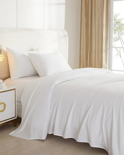 HighBuy Full Size Sheet Sets White - 4 Piece Bed Sheets and Pillowcase Set for Full Bed Mattress - Cooling Sheets Soft Deep Pocket Sheets,Fitted Sheets,Full Bed Sheets,White - LeafyLoom