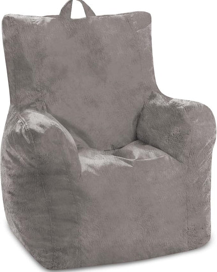 Posh Creations Structured Comfy Bean Bag Chair for Gaming, Reading, and Watching TV, Pasadena Chair, Rabbit Fur - Gray - LeafyLoom