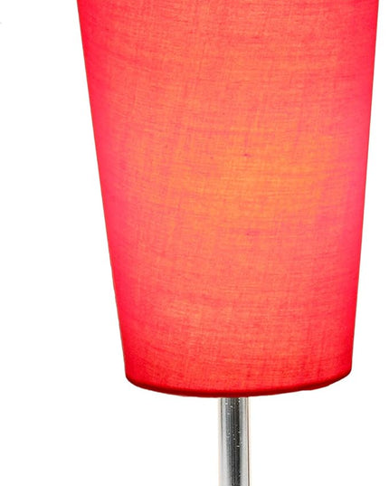 Simple Designs LT2061-RED Mini Chrome Angled Fabric Shade Table Lamp, Red - LeafyLoom