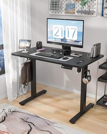 Electric Standing Desk Height Adjustable - 40 x 24 Inches Sit Stand up Desk & Memory Preset Ergonomic Rising Desks for Work, Home Office Workstation Gaming Rising Desk Study Table - LeafyLoom