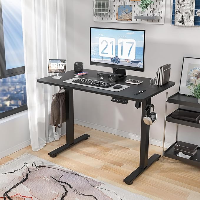 Electric Standing Desk Height Adjustable - 40 x 24 Inches Sit Stand up Desk & Memory Preset Ergonomic Rising Desks for Work, Home Office Workstation Gaming Rising Desk Study Table - LeafyLoom