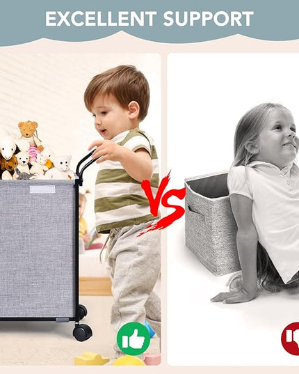 SWTYMIKI Large Toy Box Toy Storage - with Wheels Big Toy Chest for Kids Toy Organizer Bins, Toy Boxes for Kids Girls Boys, Stuffed Animals, Clothes, Nursery Bedroom 23.6" L x 17.7" H x 11.8" W - LeafyLoom