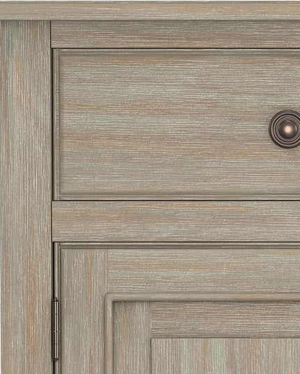 SIMPLIHOME Connaught SOLID WOOD 40 Inch Wide Traditional Entryway Storage Cabinet in Distressed Grey, For the Living Room, Entryway and Family Room - LeafyLoom