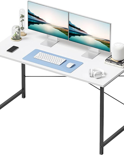 CubiCubi Computer Desk, 47 inch Home Office Desk, Modern Simple Style PC Table for Home, Office, Study, Writing, White - LeafyLoom
