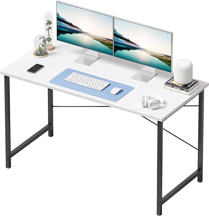 CubiCubi Computer Desk, 47 inch Home Office Desk, Modern Simple Style PC Table for Home, Office, Study, Writing, White - LeafyLoom