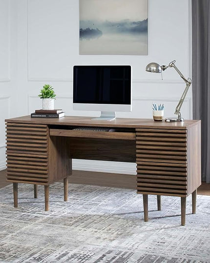Modway Render Mid-Century Modern, Office Desk, Walnut - LeafyLoom
