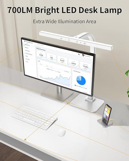 EppieBasic Led Desk Lamp,Architect Desk Lamps for Home Office, 12W Dimmable & 6 Color Modes Extra Bright Modern Table lamp with Base, Auto Dimming Overhead Desk Lighting for Workbench Monitor - LeafyLoom
