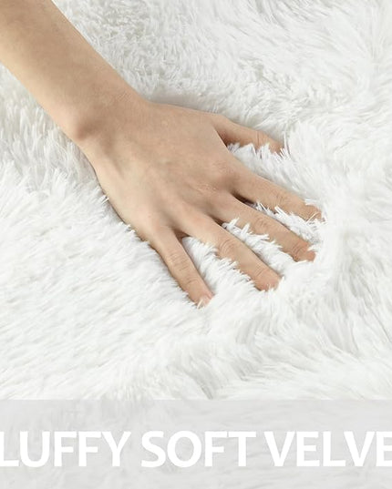 4x6 Large Area Rugs for Living Room, Super Soft Fluffy Modern Bedroom Rug, Cream White Indoor Shag Fuzzy Carpets for Girls Kids Nursery Room Home Decor - LeafyLoom