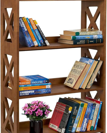 Open Bookshelf, 4 Tier Bookcase, Small Bookshelf, wooden Book Shelf Kitchen shelf, Freestanding Display Storage Shelves, bookshelf for bedroom, Living Room and Office - LeafyLoom