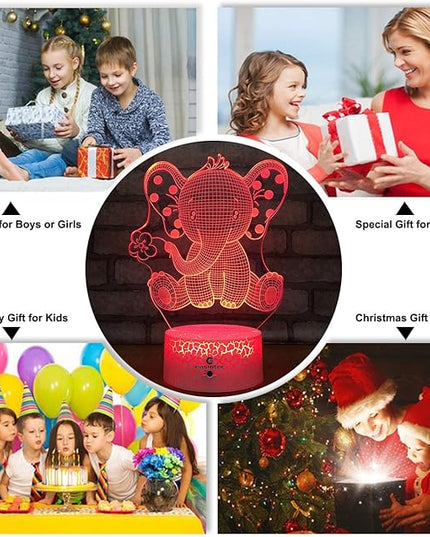 easuntec Elephant Gifts Elephant Lamp with Remote & Smart Touch 7 Colors + 16 Colors Changing Elephant Gifts for Women 4 5 6 7 8 Year Old Girl Gifts (Epht16WT) - LeafyLoom