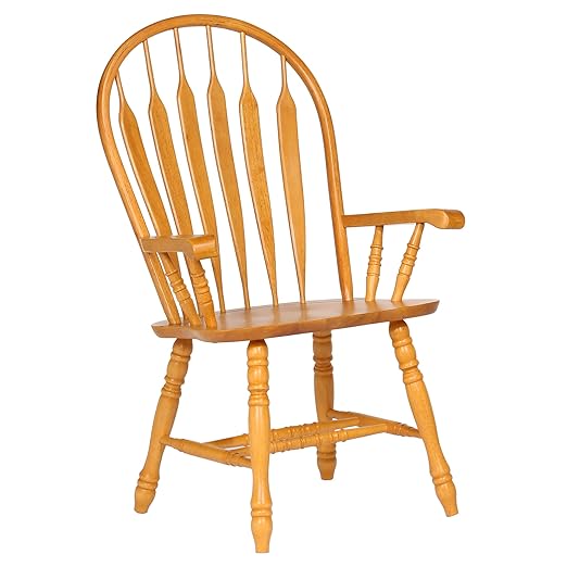 Sunset Trading Comfort Dining Arm Chair, 41", Light Oak - LeafyLoom