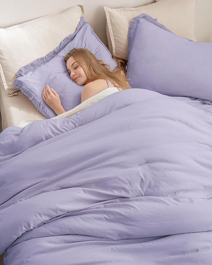 Andency California King Comforter Set Lavender - Purple 3 Pieces Cal King Boho Lightweight Bedding Comforter Sets, Oversized All Season Tassel Soft Fluffy Bed Set (104x96In Comforter & 2 Pillowcases) - LeafyLoom
