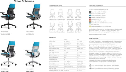 Steelcase Gesture Office Chair - Cogent: Connect Royal Blue Fabric, Low Seat Height, Wrapped Back, Dark on Dark Frame, Lumbar Support - LeafyLoom
