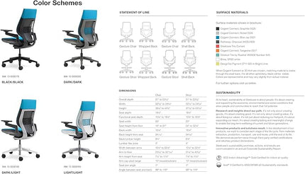 Steelcase Gesture Office Chair - Rocky Leather, Low Seat Height, Wrapped Back, Dark on Dark Frame, Lumbar Support - LeafyLoom