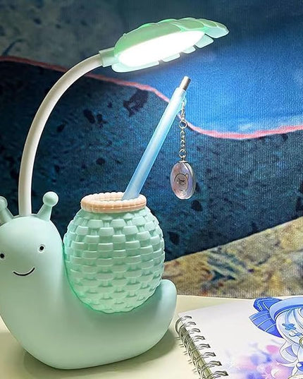 Cute Desk Lamp,Childrens Led Night Light, Portable Foldable Rechargeable Animal Table Lamp for Kids Students Desk with Lights (Blue) - LeafyLoom