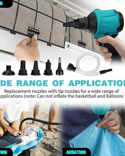 Compressed Air Duster Machine for Makita, Cordless Brushless Inflator Cleaner Duster Leaf Blower, for Cleaning dust, Hair,Inflating Swimming Pools and Inflatable beds, Vacuum Compression - LeafyLoom