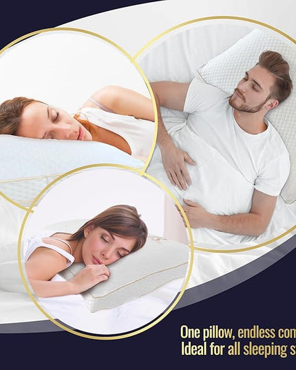Royal Therapy 2-Pack King Memory Foam Pillow, Adjustable Shredded Odor-Free Pillow for Neck & Shoulder Pain Relief, Support for Back, Stomach, Side Sleepers, AirFlowPRO - LeafyLoom