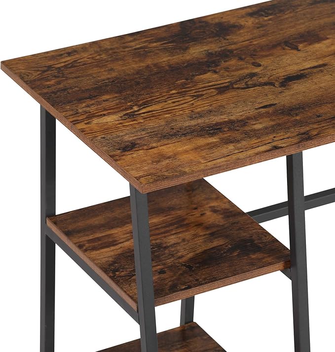 VECELO 43 Inch Computer Modern Student Writing home-office, Ladder Desk, Dark Walnut+black Leg - LeafyLoom