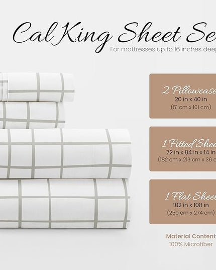 Linen Market 4 Piece California King Bedding Sheet Set (Light Gray) - Sleep Better Than Ever with These Ultra-Soft Cooling Bed Sheets for Your California King Size Bed - Deep Pocket Fits 16" Mattress - LeafyLoom