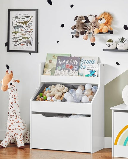 Haotian KMB71-W, White Children Kids Bookcase with Removable Boxes, Kid's Book Shelf Toy Shelf with Large Storage Drawer, Kids Storage Shelf Organizer with Storage Chest - LeafyLoom