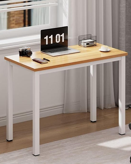 sogesfurniture Computer Office Desk Computer Table with BIFMA Certification Sturdy Office Desk Writing Desk,Teak&Black,BHUS-AC3BW-8040 - LeafyLoom