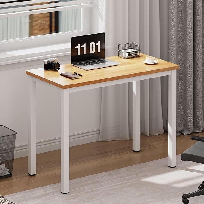 sogesfurniture Computer Office Desk Computer Table with BIFMA Certification Sturdy Office Desk Writing Desk,Teak&Black,BHUS-AC3BW-8040 - LeafyLoom