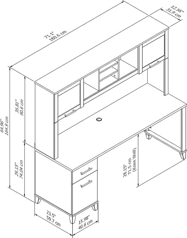 Bush Furniture Somerset 72W Office Desk with Drawers and Hutch in Ash Gray - LeafyLoom