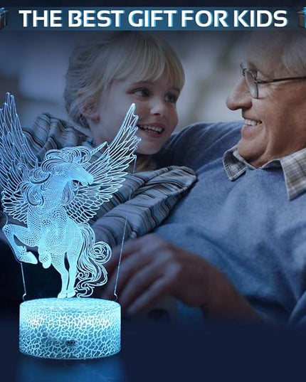 LETOUR Night Light for Kids Horse 3D Night Light Porpoise Illusion Lamp with Remote Control 16 Color Changing Xmas Halloween Birthday Gift for Child Baby Boy,valentines day gifts for kids - LeafyLoom