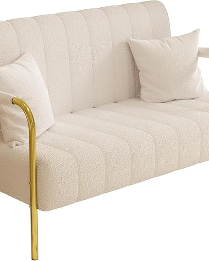 NicBex Sectional Couch Sofa with 2 Pillows Modern Cloud Couch for Living Room Furniture Sets with Metal Legs and Sponge Filled, Modular Sofa for Living Room, Bedroom, Apartment, 58.66" L, White - LeafyLoom