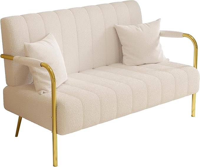 NicBex Sectional Couch Sofa with 2 Pillows Modern Cloud Couch for Living Room Furniture Sets with Metal Legs and Sponge Filled, Modular Sofa for Living Room, Bedroom, Apartment, 58.66" L, White - LeafyLoom