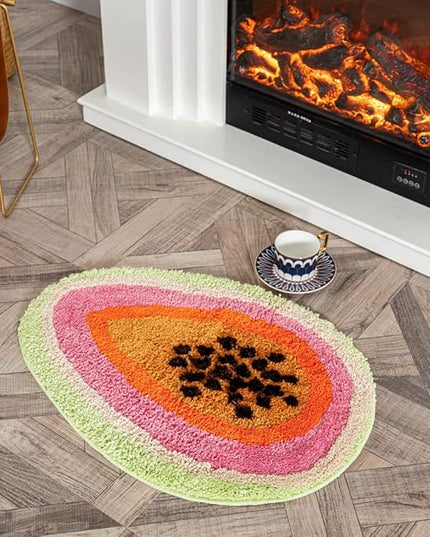 Passion Fruit Shaped Rug Fruits Bath Mat Area Rug Non-Slip Bathroom Door Mat for Bedroom Bathroom Kitchen Cartoon Area Rug for Bathroom Soft Bathmat Home Decor (18.5x25.6in) - LeafyLoom