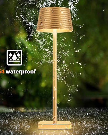 Rechargeable Cordless Table Lamp, Battery 5000mAh Metal Aluminum Housing USB LED Portable Powered Desk Lamp, 3 Levels Brightness Night Light for Restaurants Bars Outdoor (Gold-2pack) - LeafyLoom