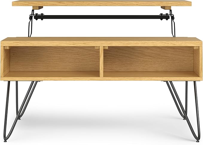 SIMPLIHOME Hunter Small Lift Top Coffee Table, 36 inch, Oak - LeafyLoom
