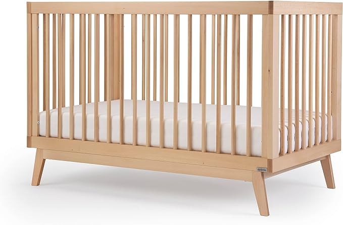 dadada Baby Soho 3-in-1 Convertible Crib to Toddler Bed – Wooden Crib Made in Italy, GREENGUARD Gold Certified Small Baby Crib – Baby-Safe Finish, Modern Design (Natural) - LeafyLoom