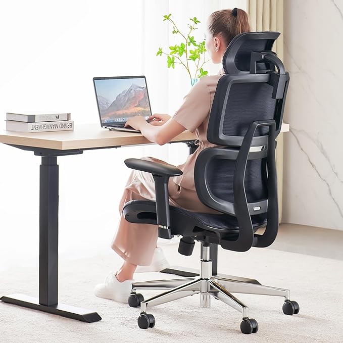 Office Chair Ergonomic Desk Chair, ALL-Mesh High Back Home Office Chair Lumbar Support, Reclining Gaming Chair Adjustable Armrests Headrest, Big and Tall Swivel Computer Chair 330LBS (Black) - LeafyLoom