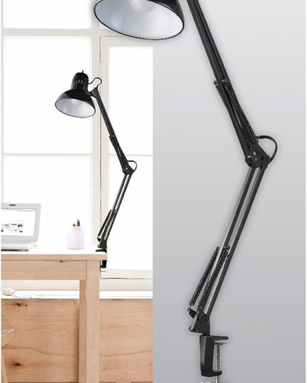 Globe Electric 12641 Architect 32" Swing-Arm Clamp-On Lamp, Black Architect, Finish, LED Bulb Included - LeafyLoom