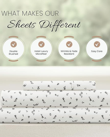 Linen Market 3 Piece Twin Bedding Sheet Set (Light Gray Leaves) - Sleep Better Than Ever with These Ultra-Soft & Cooling Bed Sheets for Your Twin Size Bed - Deep Pocket Fits 16" Mattress - LeafyLoom