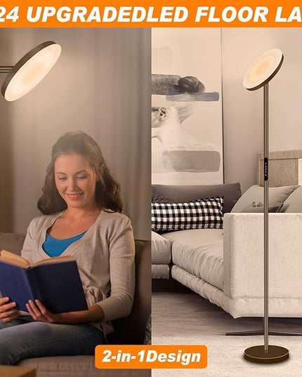 LED Floor Lamp,69" Tall Lamp with Remote & Touch Control,Dimmable Brightness Color Temperature Standing Lamp for Living Room Bedroom Classroom Office,Brown - LeafyLoom